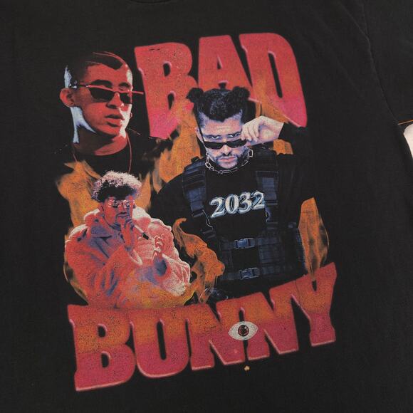 Bad Bunny Band Graphic Short Sleeve Crew Neck T Shirt Womens Size Large L Black - Picture 4 of 9